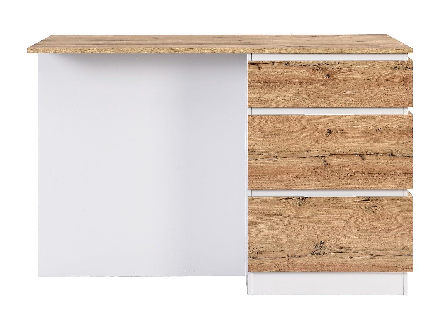 Vente-unique - Kücheninsel mit 6 Schubladen & 4 Ablagefächern aus MDF - Holzfarben hell & Weiß - POMARELA
