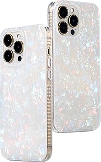 LONLI Hue White Pearl Tort Phone Case for iPhone 14 Pro Case | 360Ã‚° Shock-Absorbent Bumper, Cute, Unique, Aesthetic, Phone Cover, for Women and Girls