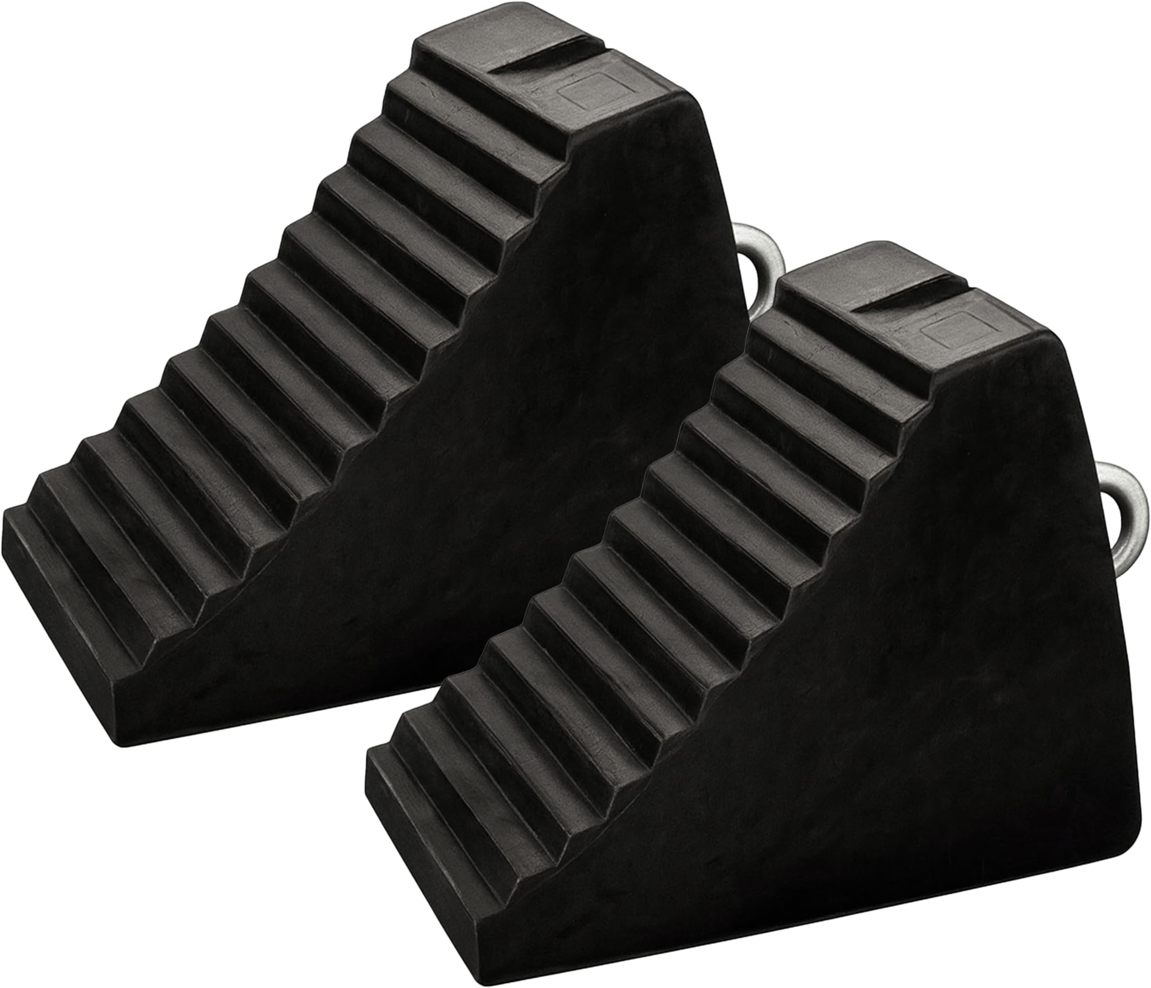 Berry Set of 2 Portable 5KG Rubber Wheel Chock | Non-Slip Rubber Wheel Stop - Black | Durable Wheel Slip Stopper with Handle (2)