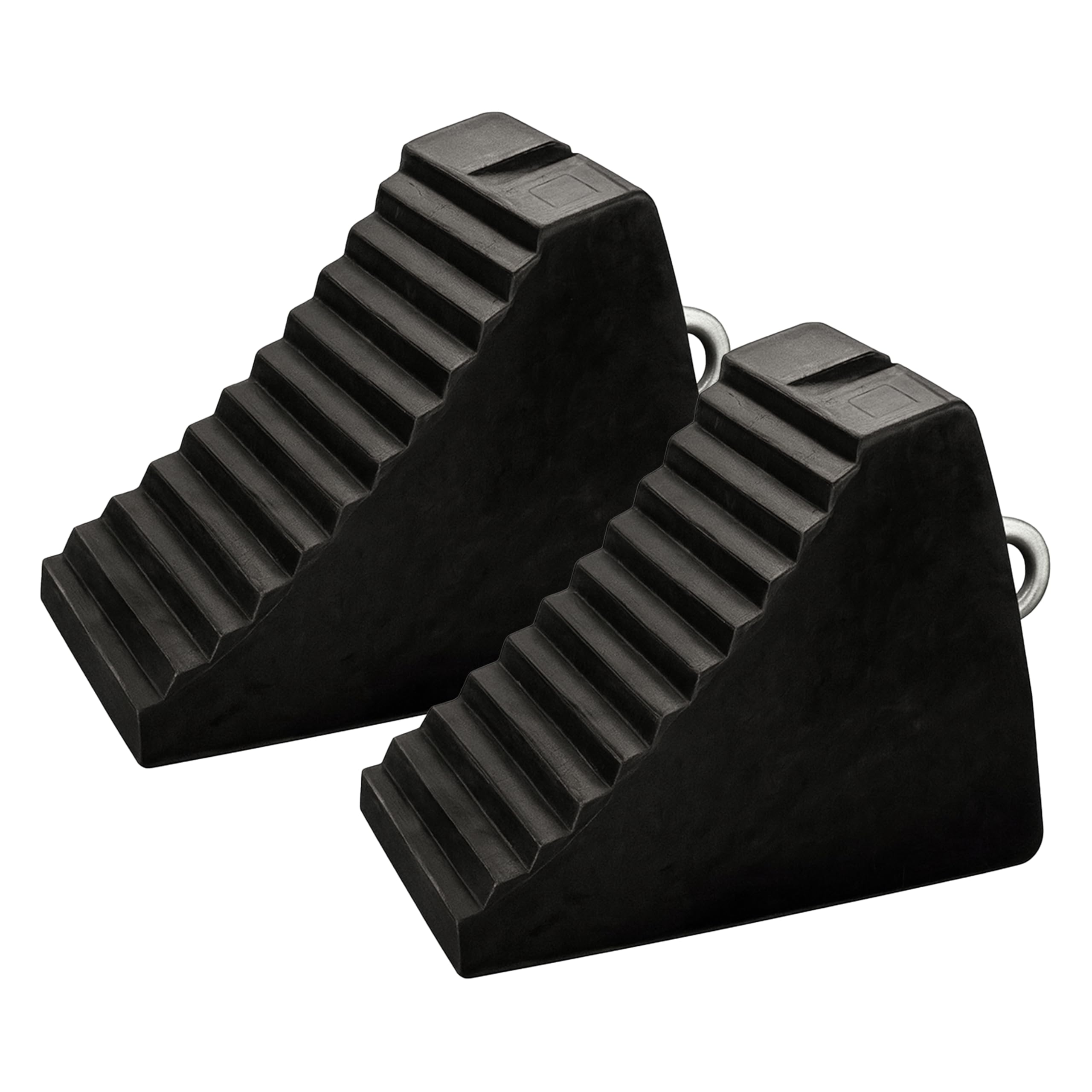 Berry Set of 2 Portable 5KG Rubber Wheel Chock | Non-Slip Rubber Wheel Stop - Black | Durable Wheel Slip Stopper with Handle (2)