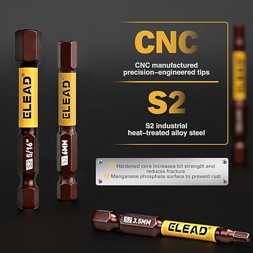 Miniatura 3 de Juego de 21 piezas de 6.35 cm de brocas hexagonales Allen: juego de llaves Allen de impacto duradero, juego de brocas de destornillador hexagonal