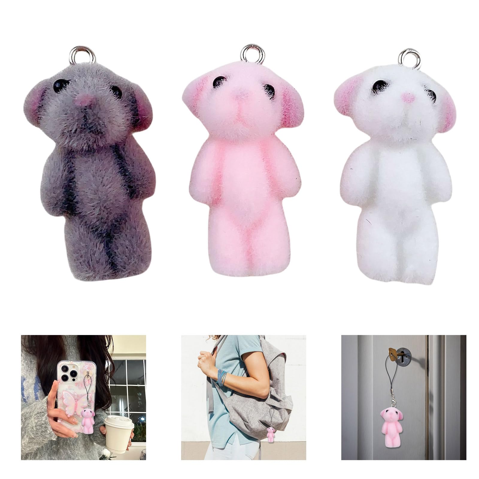 Amazon.com: WEISUYUUS Stylish Bear Charm Keychain Soft Bag