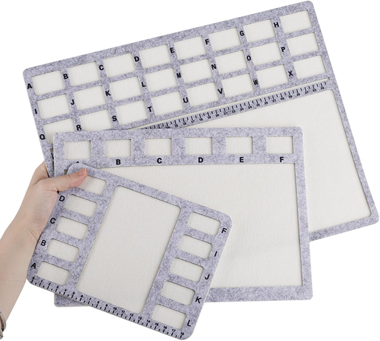 Shurhome Portable Bead Organizers Mat – Felt Nonslip Surfaces Easy-Clean Measurement Guides for Jewelry & Craft Projects Precisions Grid Bead Mat