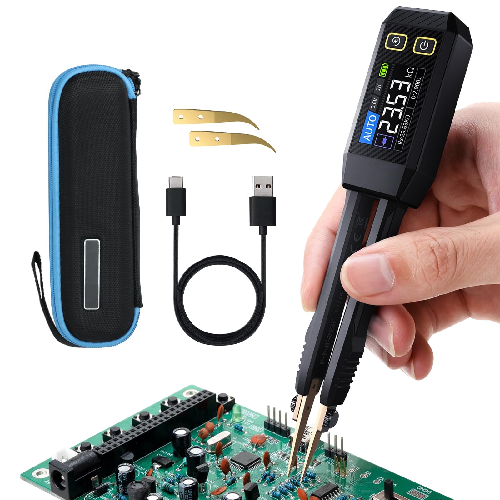 Pinza de 10 kHz para medidor LCR, medidor ESR, multímetro mini SMD, probador de capacidad, inductancia y diodos, multímetro de medición para componentes electrónicos, probador de diodos para