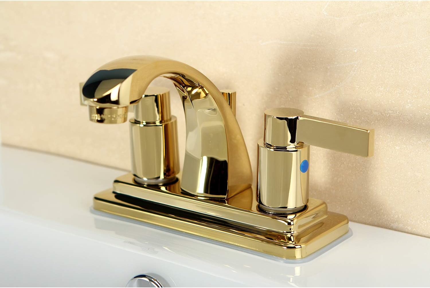 Kingston Brass KB4642NDL NuvoFusion 4-Inch Centerset Lavatory Faucet, 3-7/8", Polished Brass