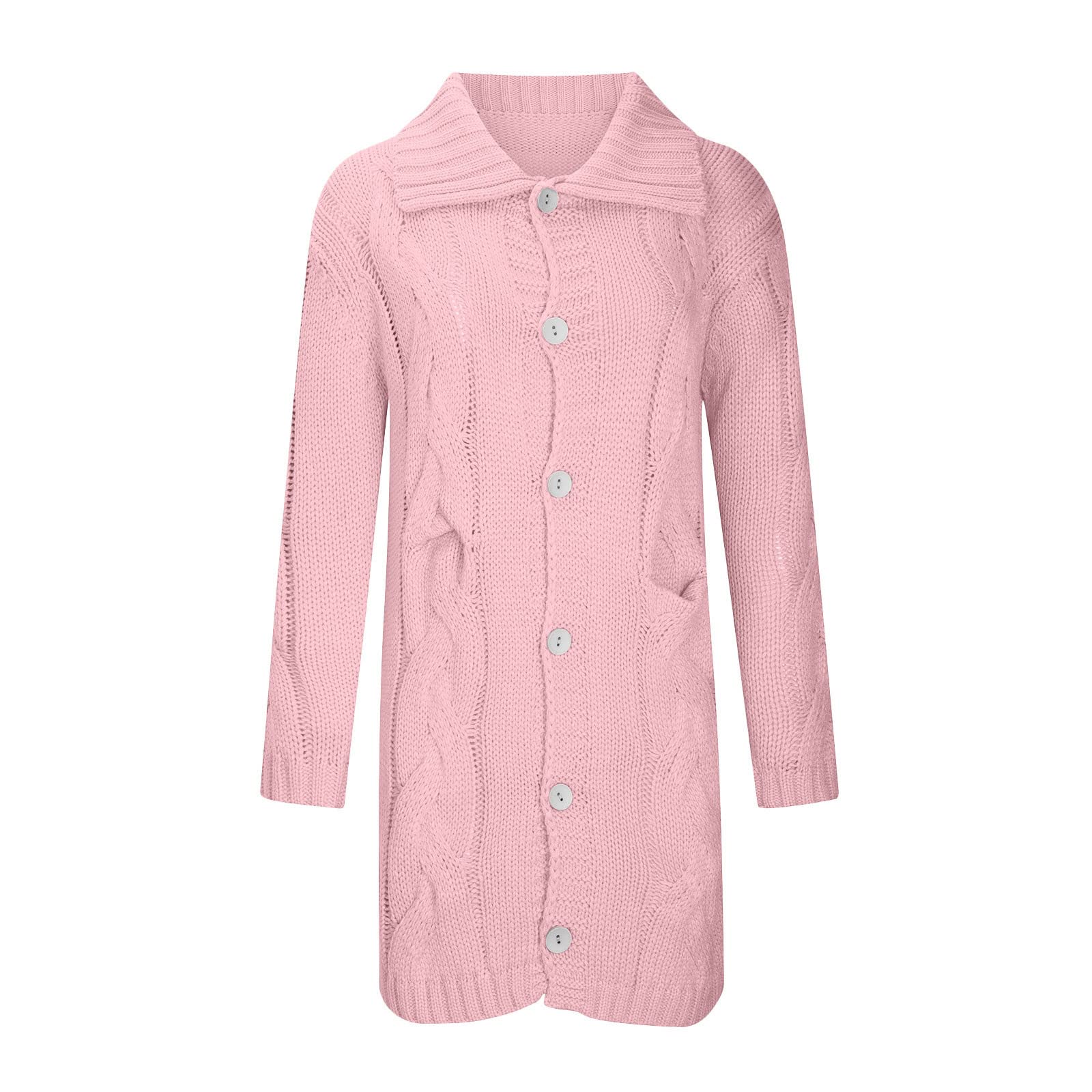 Cárdigan con botones para mujer, suéter de punto grueso de gran tamaño, suave, manga larga, parte delantera abierta, abrigo holgado con 2 bolsillos, ropa de punto acanalado, ropa de abrigo ligera y