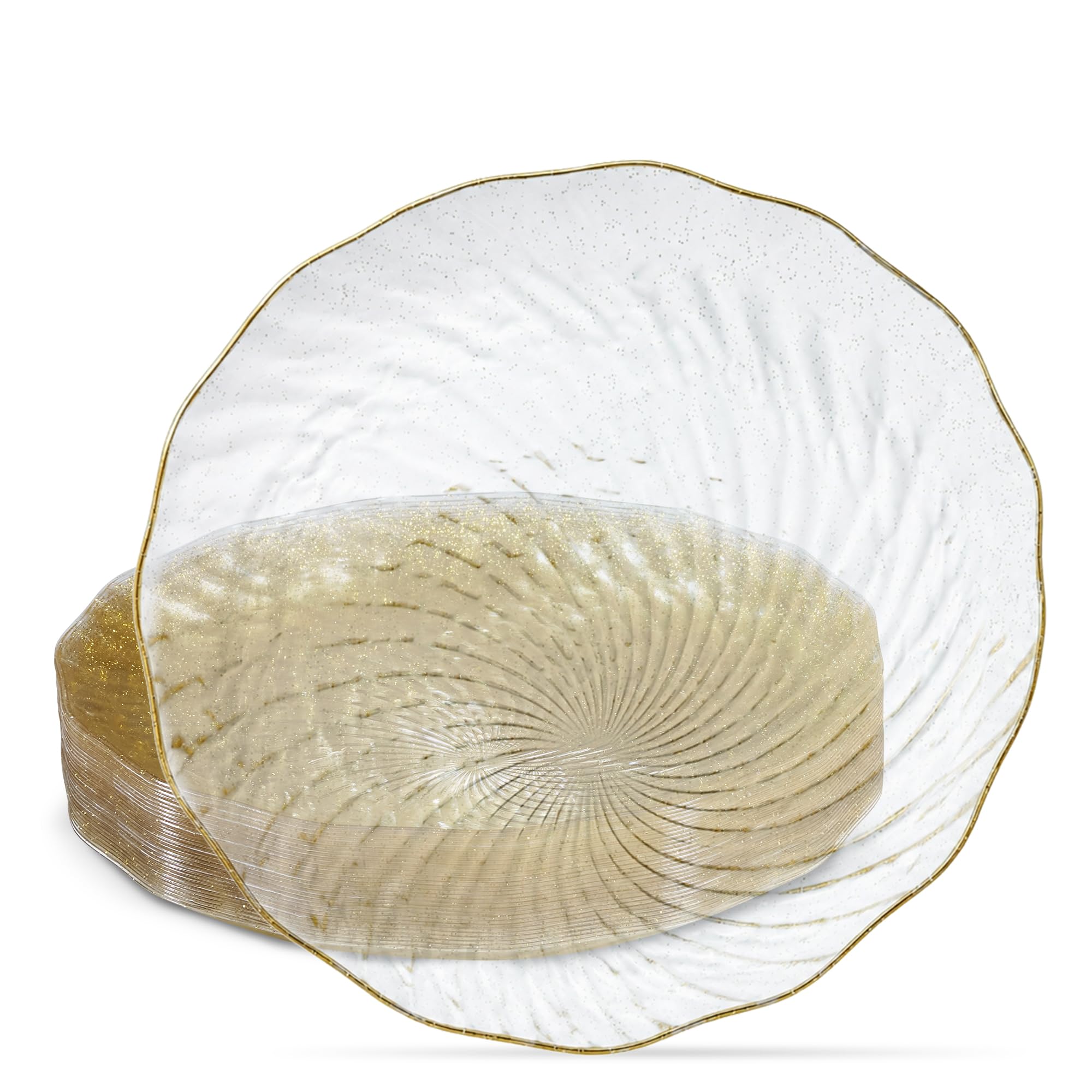 Elegant Disposable Plates & Bowls - Gold Rim Design -15
