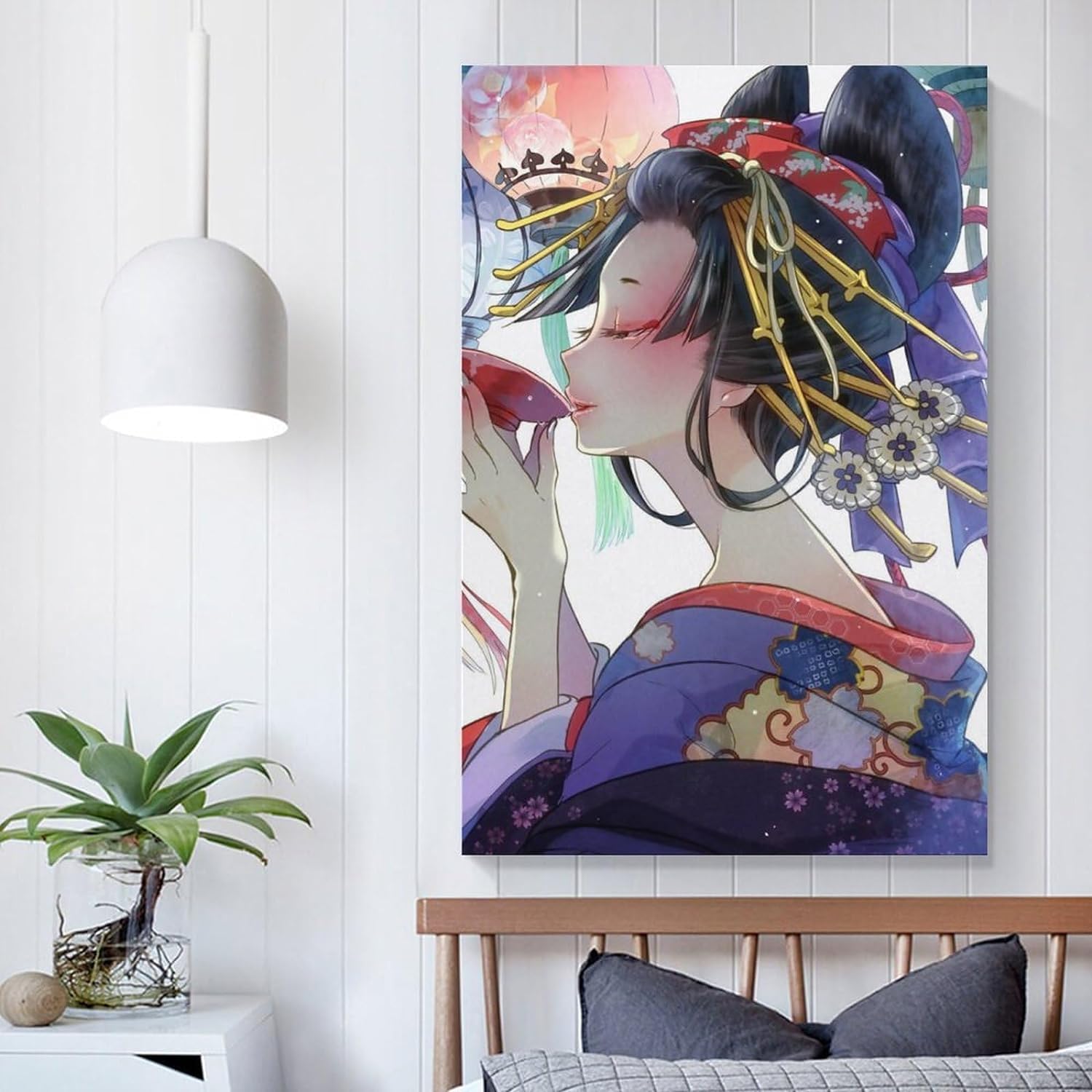 Amazon.co.jp: 和服 美人 花魁 和風柄 ポスターアートパネル 壁の絵