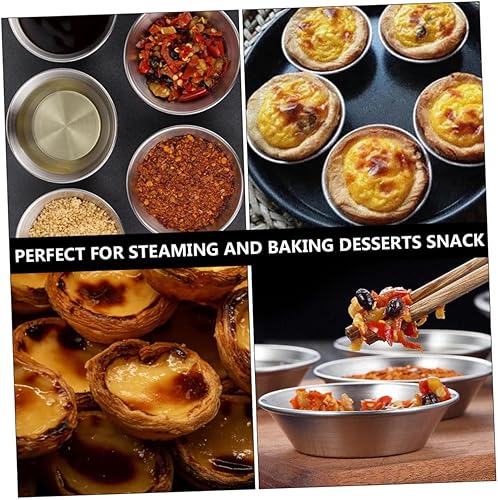 Miniatura 2 de PRETYZOOM 18 moldes de acero inoxidable para tartas de huevos, molde de bricolaje, bandeja de horno, molde de aluminio, moldes para hornear