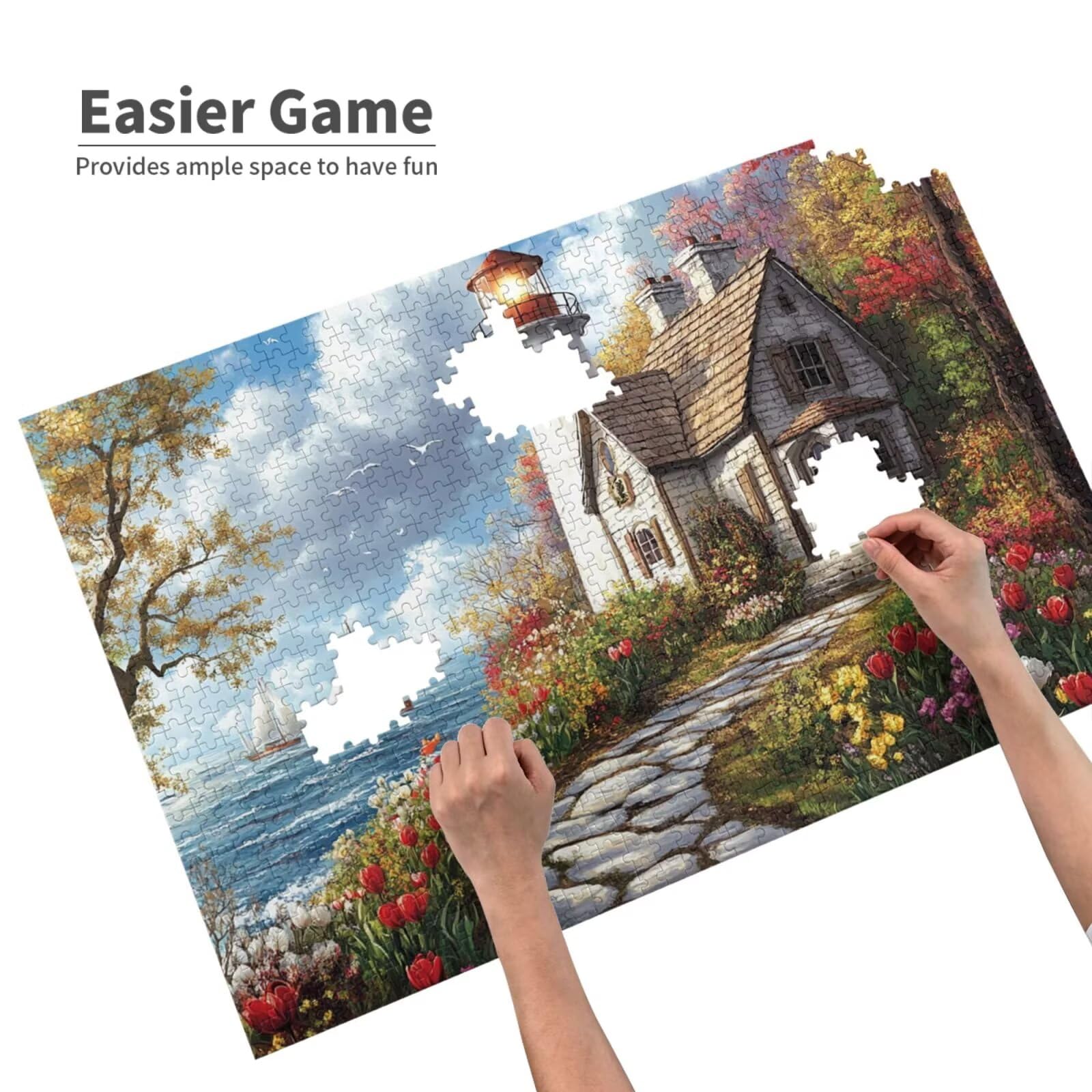 Puzzles Paisaje 1000 Adultos, Puzzle Flor con Cajas y Cartel, Juego Clásico de Puzzle Arte para Entretenimiento Adultos, Regalos de Decoración del Hogar para Pasatiempos Creativos de Mujeres 2T-876