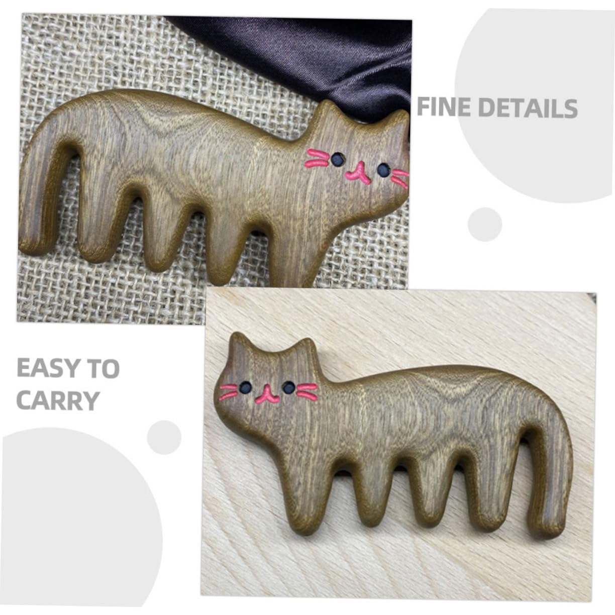 3 Ensembles Massage Antistatique À Dents Larges Conçu Forme De Chat Pour Types 2 Pièces * 3