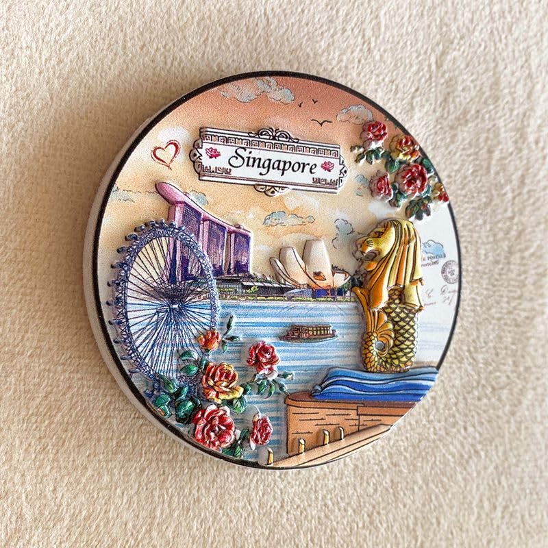 Imán decorativo 3D para refrigerador, diseño Singapur miniatura 3