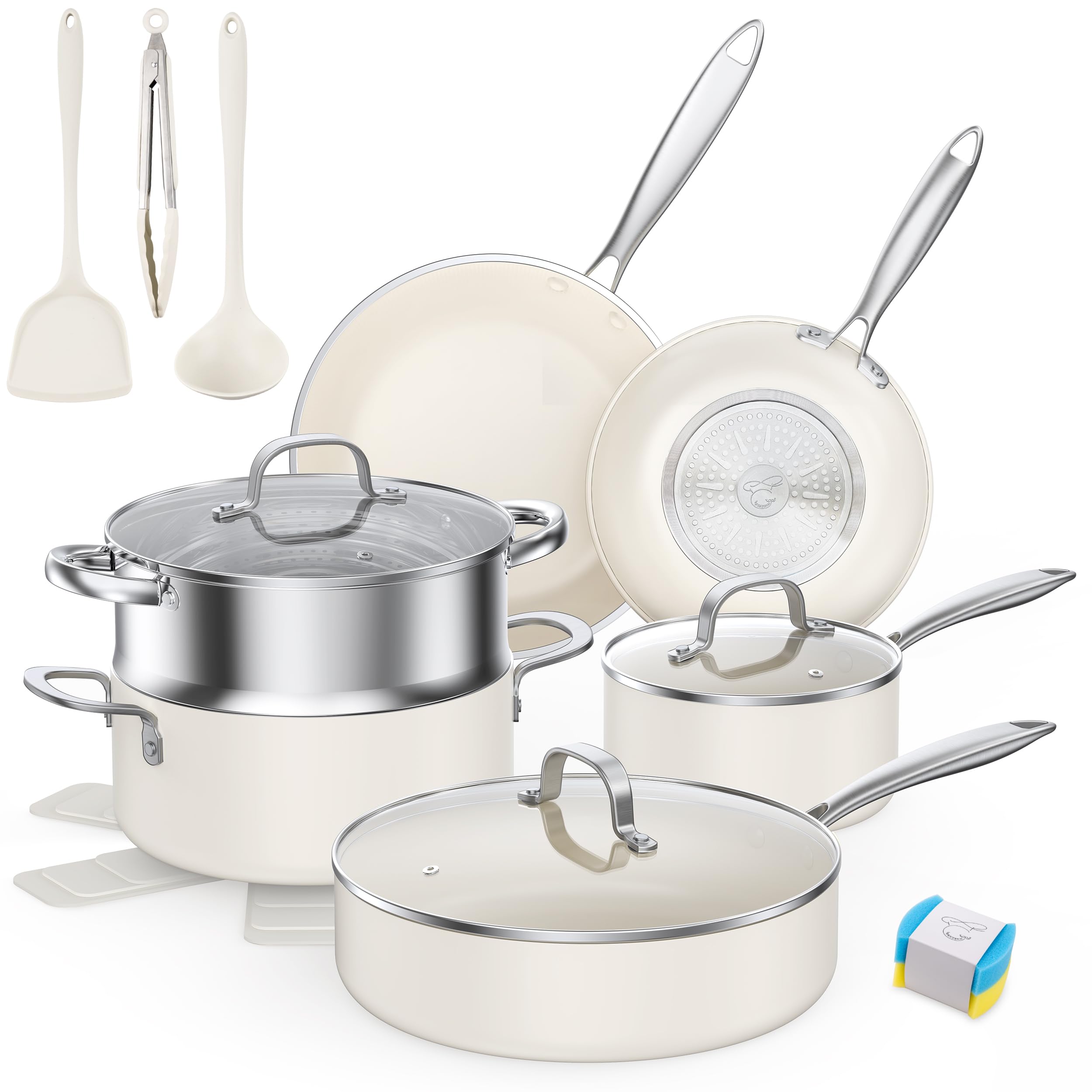 Amazon.com: PekGema Ceramic Pots and Pans Set, 16 Pcs Cookware Set