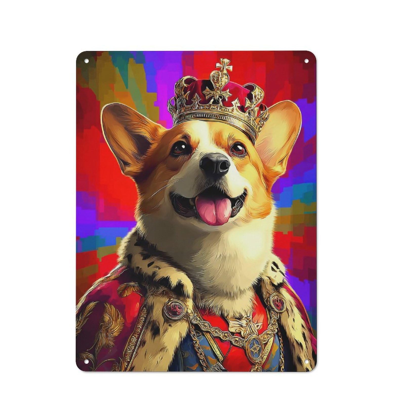 Junmoney Royal Corgi Majesty Vintage Tin Sign 40X30cm For Dining Room Or Kitchen, For Themed Interiors In Kitchens And Dining Spaces