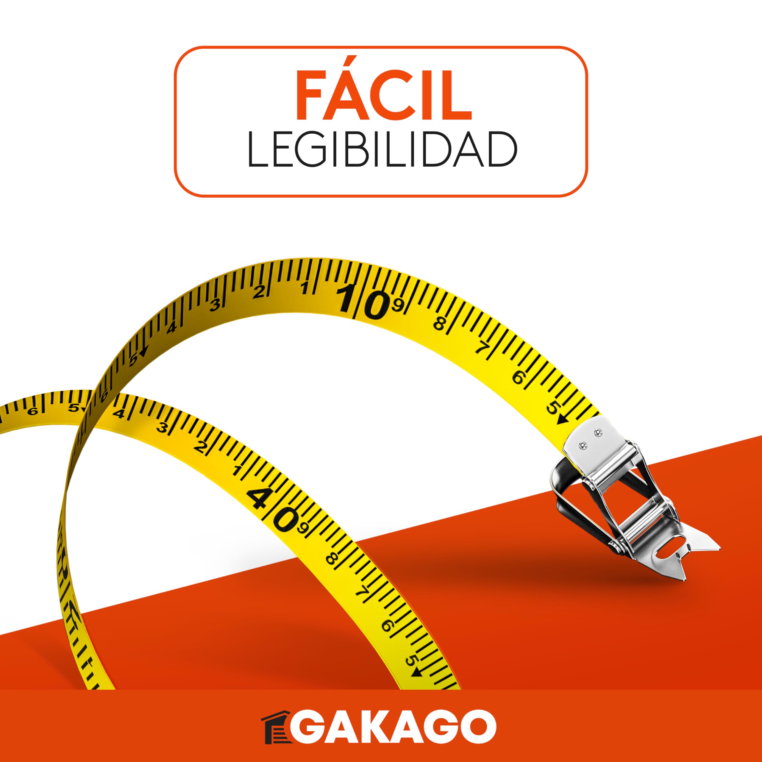 Gakago cinta métrica 100m - Métrica enrollable 3 pliegues - Palanca plegado - Mango ergonómico antideslizante - Rollo punta marcadora