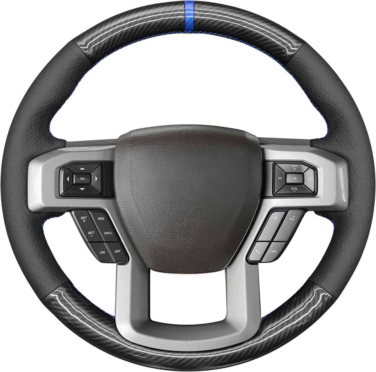 MEWANT Steering Wheel Cover for Ford F-150 F150 2015-2020 / F-250 F250 2017-2022 / F-350 F350 2017-2022 / F-450 F450 2017-2022 / Expedition 2018-2021 Hand-Stitched Steering Wheel Wrap