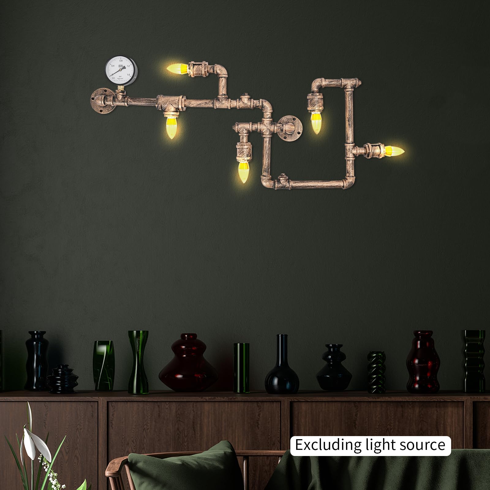 2 Stück Vintage Wasserhahn-Wandleuchten – Industriedesign, E27 Fassung, Für Bar, Hotel, Wohnung