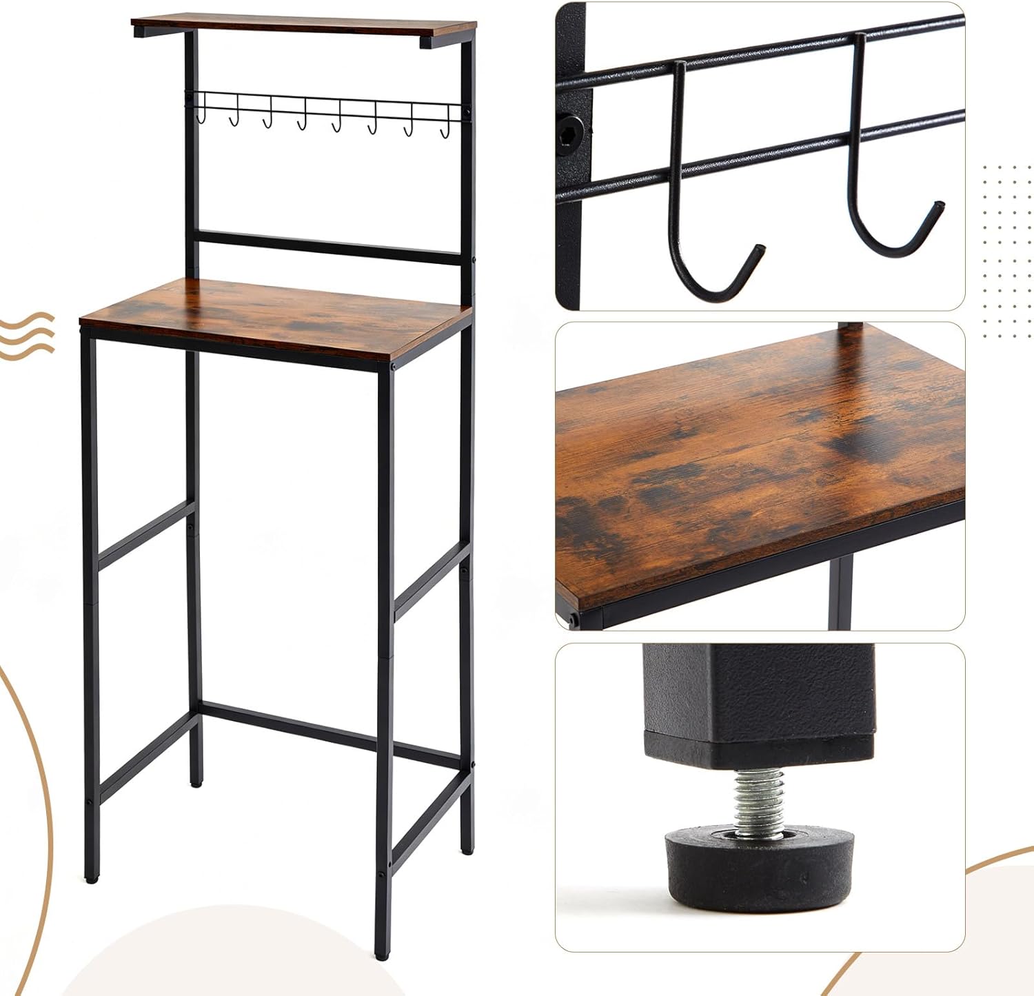 2-Tier Mini Fridge Cabinet with Storage Mini Fridge and Microwave Stand Shelf, Kitchen Microwave Stand Baker Rack, Utility Storage Shelf for Home Dorm Kitchen Saving, Rustic Brown