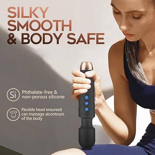 Miniatura 6 de Masajeador personal, masajeador inalámbrico de mano, impermeable y portátil, 20 velocidades, 8 patrones, masajeador inalámbrico para cuello, dolor