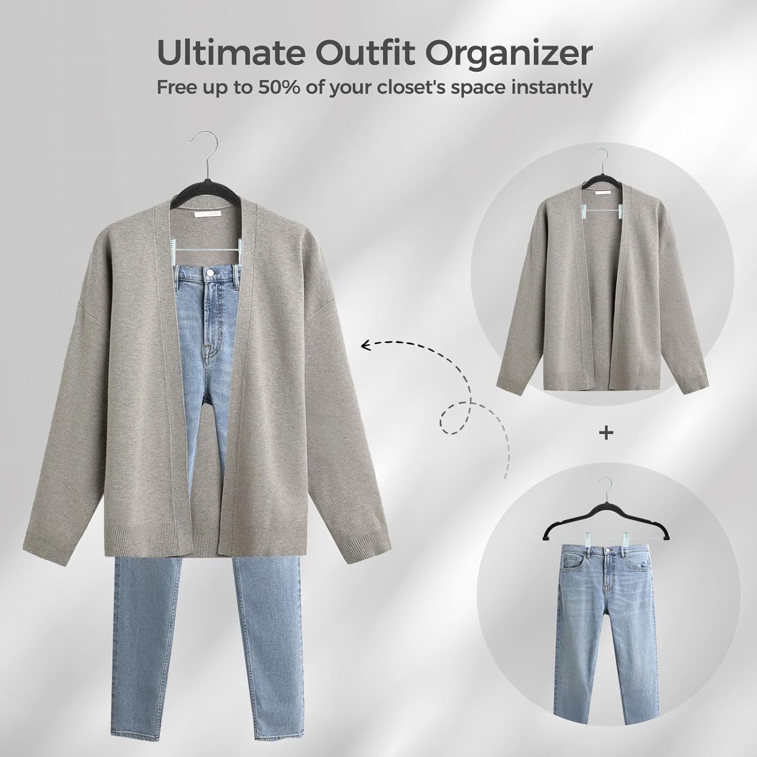 HOUSE DAY Velvet Hangers with Adjustable Clips 20 Pack, Non-Slip Suit Organizer with 360° Hook - Heavy Duty Hanger for Pants, Skirts, Blouses, Dresses - Outfit Hangers All-Season Space Saver (Black) - Image 4