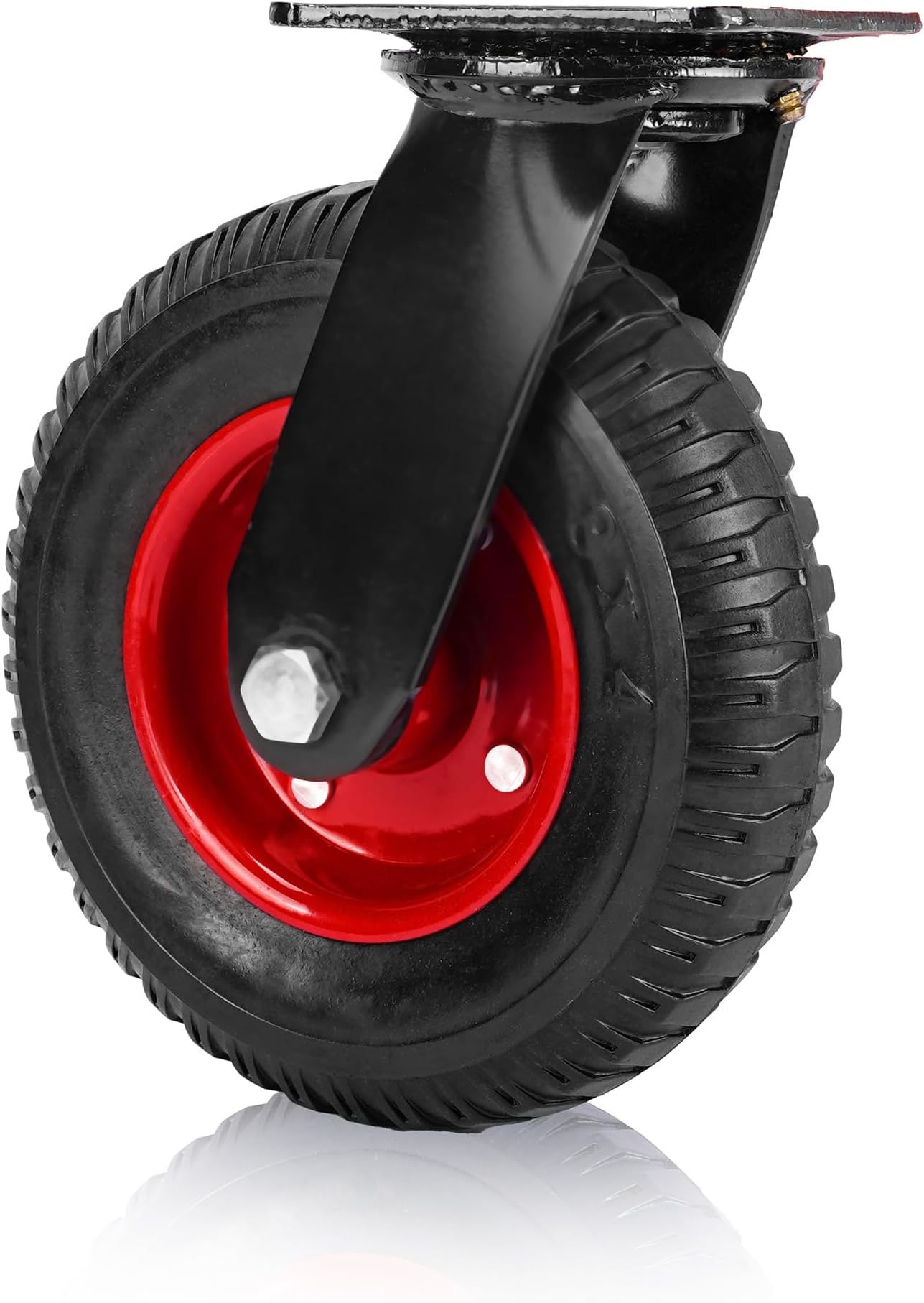 Houseables 8 Inch Caster Wheels, Swivel Wheels, Rubber Casters, Large, for Cart, Heavy Duty, Outdoor, Off Road, Offroad, All Terrain, Flat Free Tire, No Flat, Industrial, Castor, Dolly, Utility Cart
