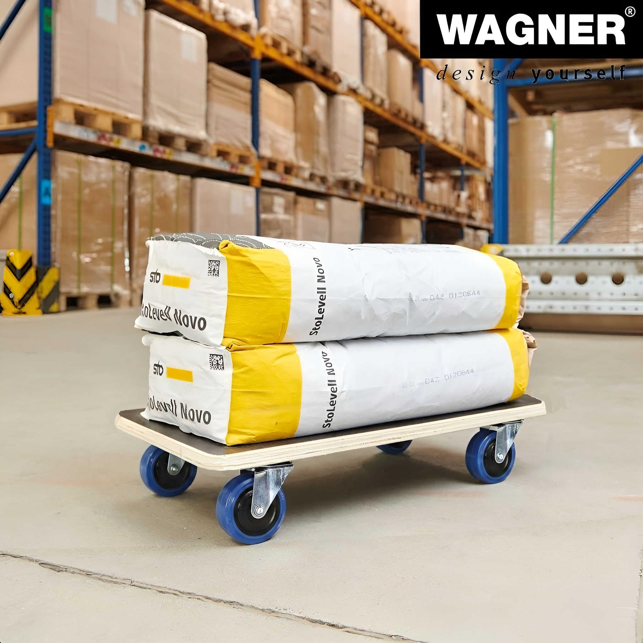 WAGNER Transportroller Transporthilfe 1621 I FSC® Birke Multiplex Maxigrip I 57,5 x 29 x 11 cm, Tragkraft 400 kg I Schwerlastrollbrett I Möbelroller I Umzugsroller Soft-Rollen Kugellager I Made in DE
