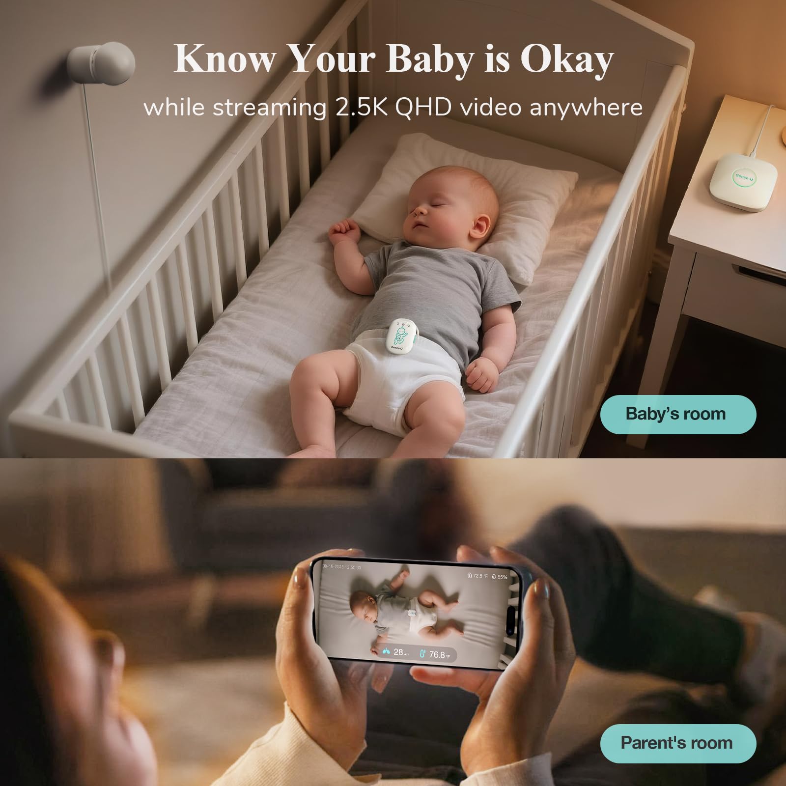Amazon.com: Sense-U Pro Smart Baby Monitor Bundle with 2.5K QHD 