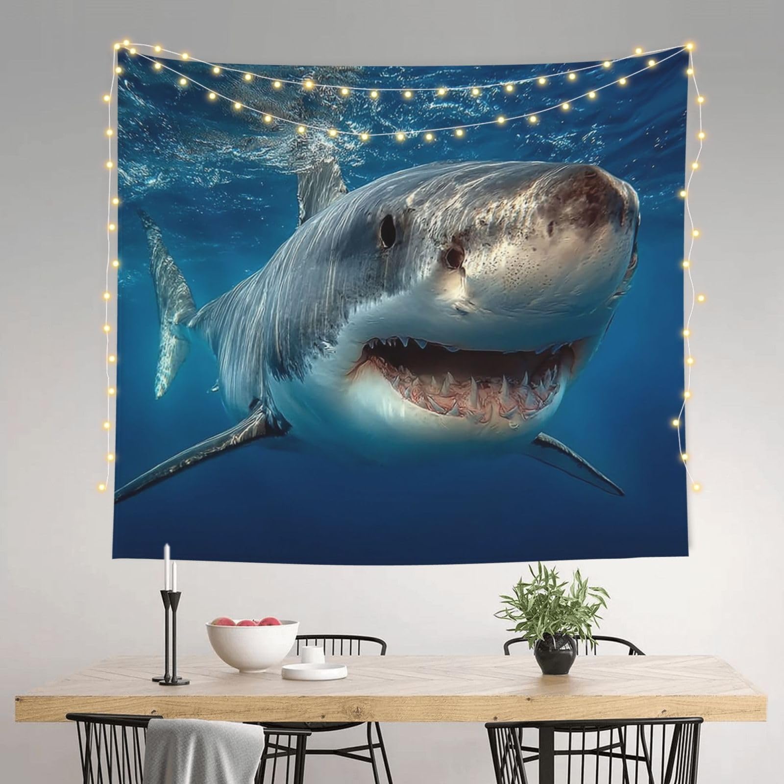 HJKJKKJ Tapestry 152 X 130 CM Aesthetic Wall Tapestrys for Bedroom Shark Animal Print Tapestries Hanging Wall Art Blanket Home Decor Tapestry for Living Room Dorm Office