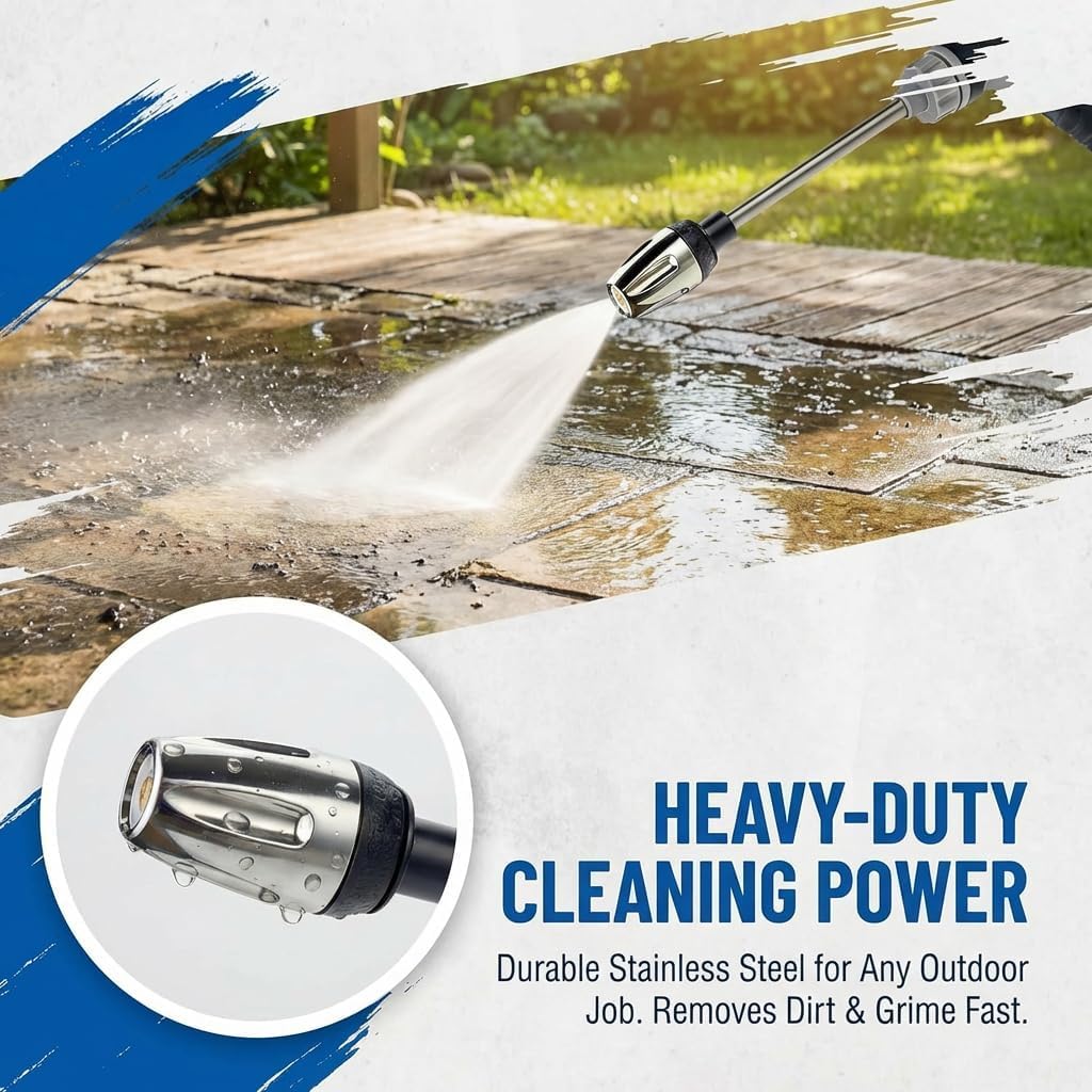 Aquoxis Pressure Washer, Handheld Power Washer with 360° Rotating Nozzle, 3 Spray Modes, Stainless Steel Universal Hose Fit, Tool-Free Installation (1 Set) (Black) — view 3