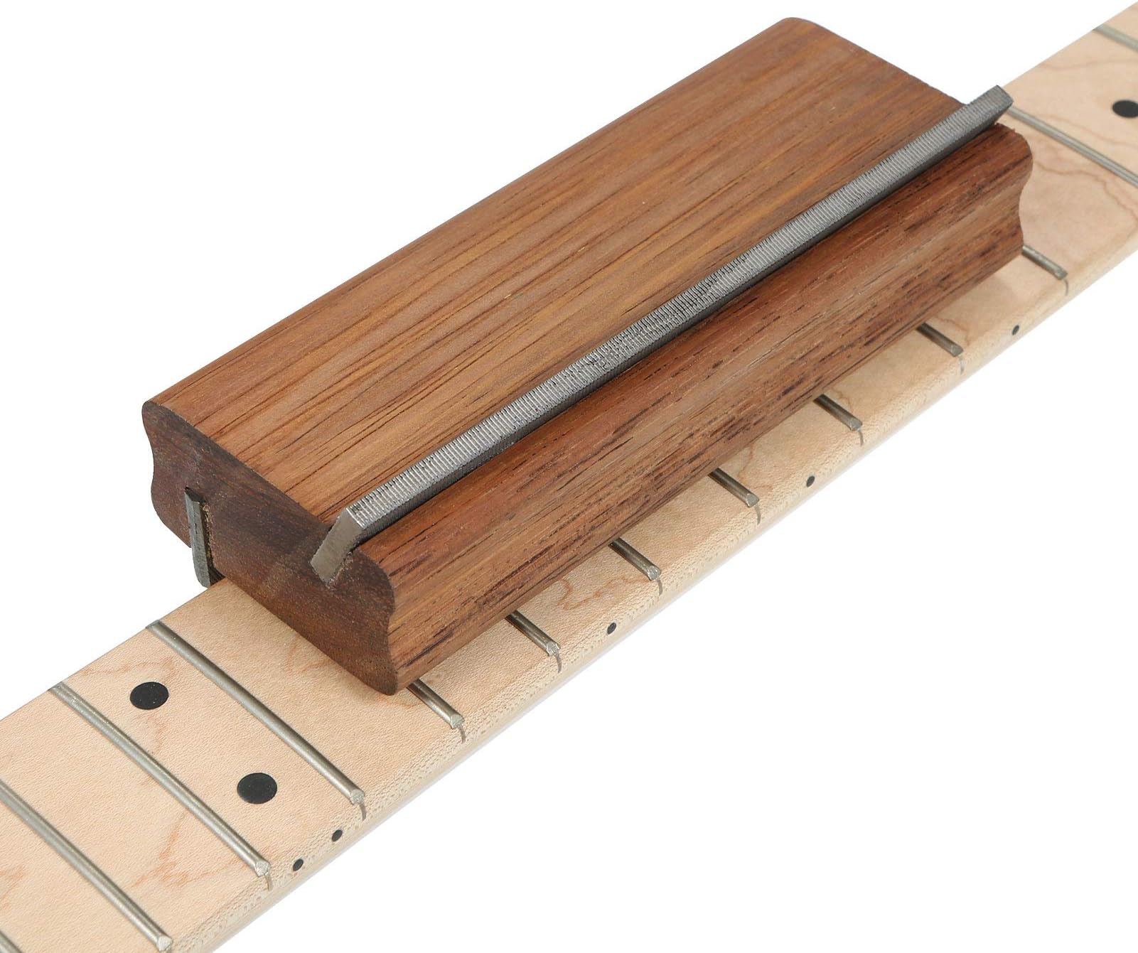 Guitar Fret Beveling File for Fret End Dressing, Hard Merbau Made Guitar Fret Crowning End Bevel File 35/90 Degree Luthier File Too