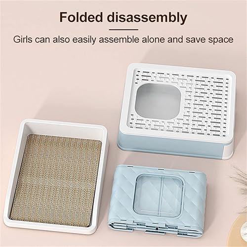 Miniatura 6 de Caja de arena para gatos con tabla de rascar, caja de arena para gatitos de gran espacio con bandeja y cuchara, inodoro para gatos pequeños del