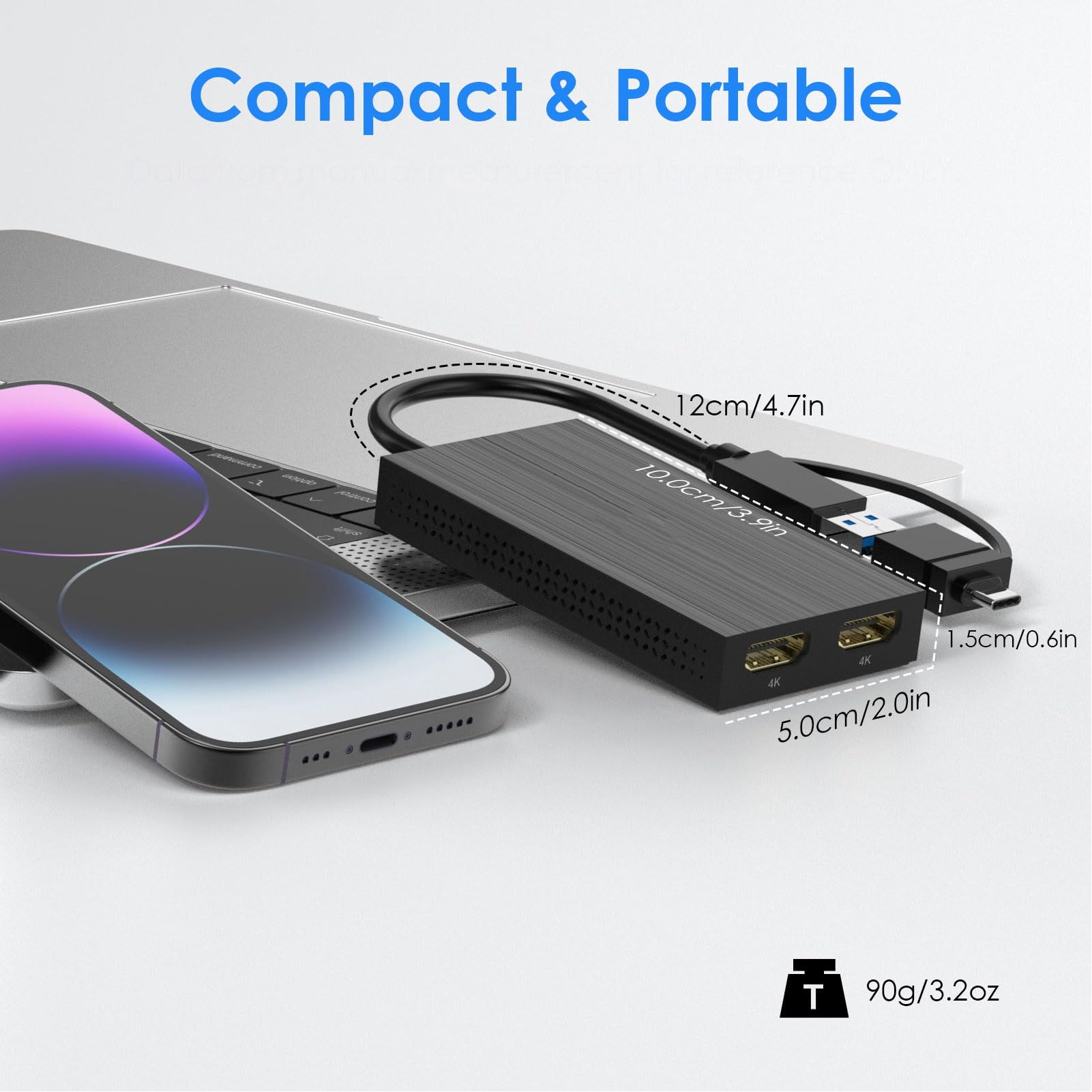 SUNGOOYUE Podwójny Adapter HDMI do 2 Monitorów, Adapter USB C do Podwójnego HDMI 4k 60 Hz, Rozdzielacz Monitora USB 3.0 do 2 do Laptopa Komputer Stacjonarny Stacja Robocza do