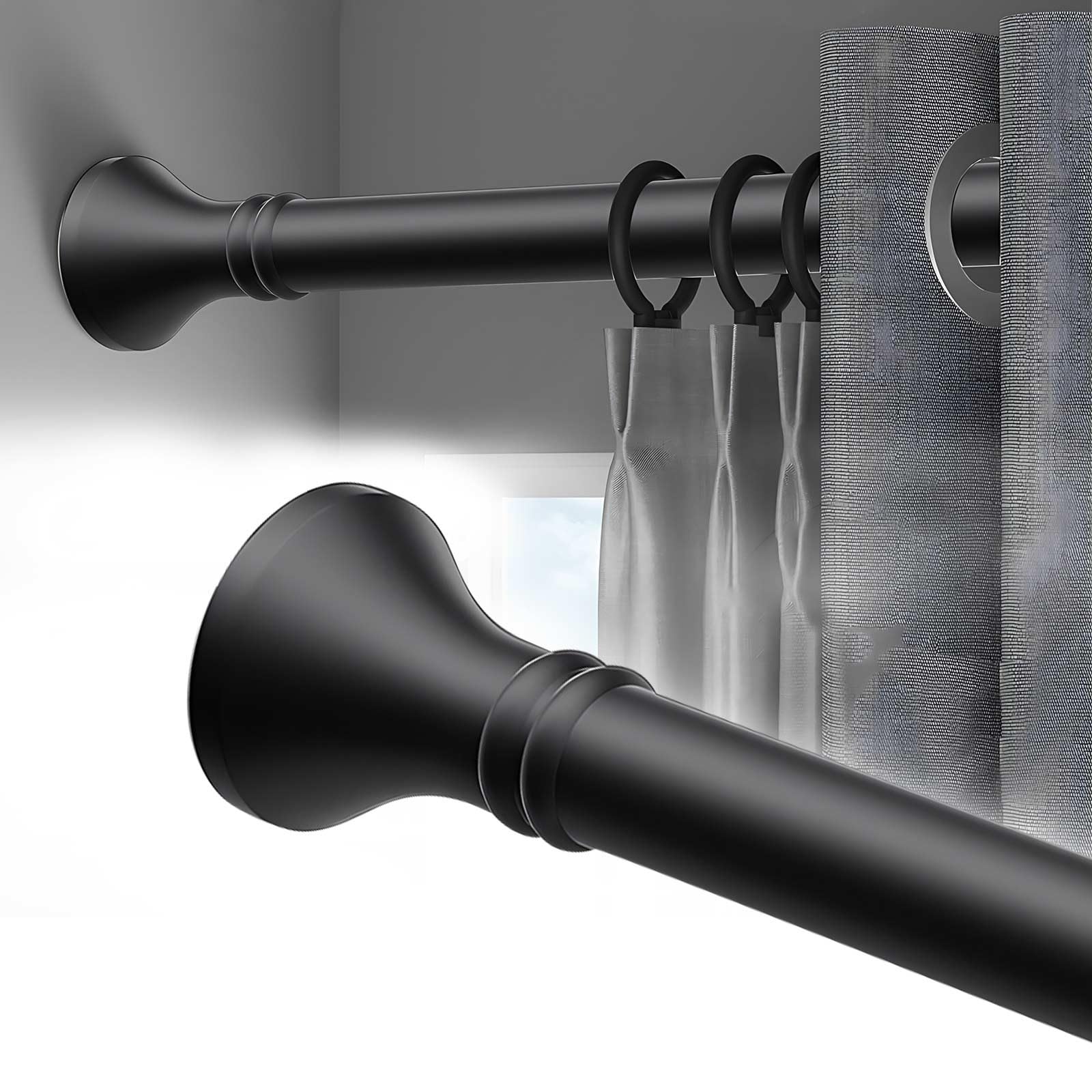 Asta a tensione regolabile, senza fori, telescopico, in acciaio inox, per porta del bagno e armadio (nero, 160 cm, 160 cm, 250 cm)