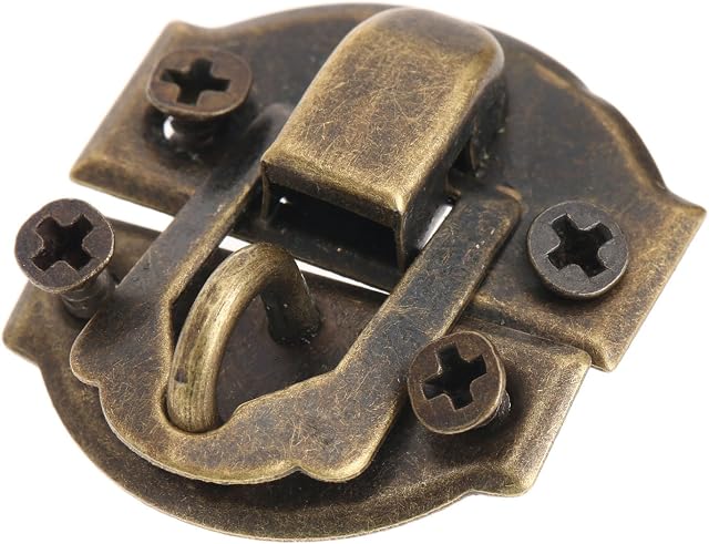 Dophee 10pcs Box Latch Antique Brass Decorative Hasp Jewelry Wooden Box Hasp Latch Lock with Screws