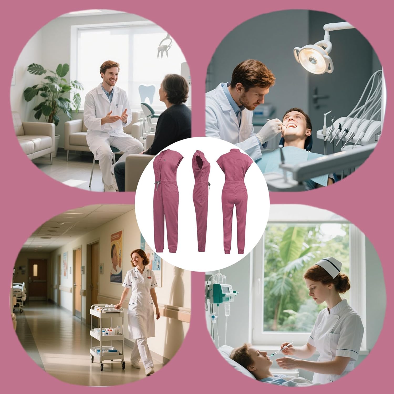 Scrubs Set for Women,Soft Stretch Jumpsuit & Jogger with Multi Pocket for Nurse Esthetician Workwear - Image 6