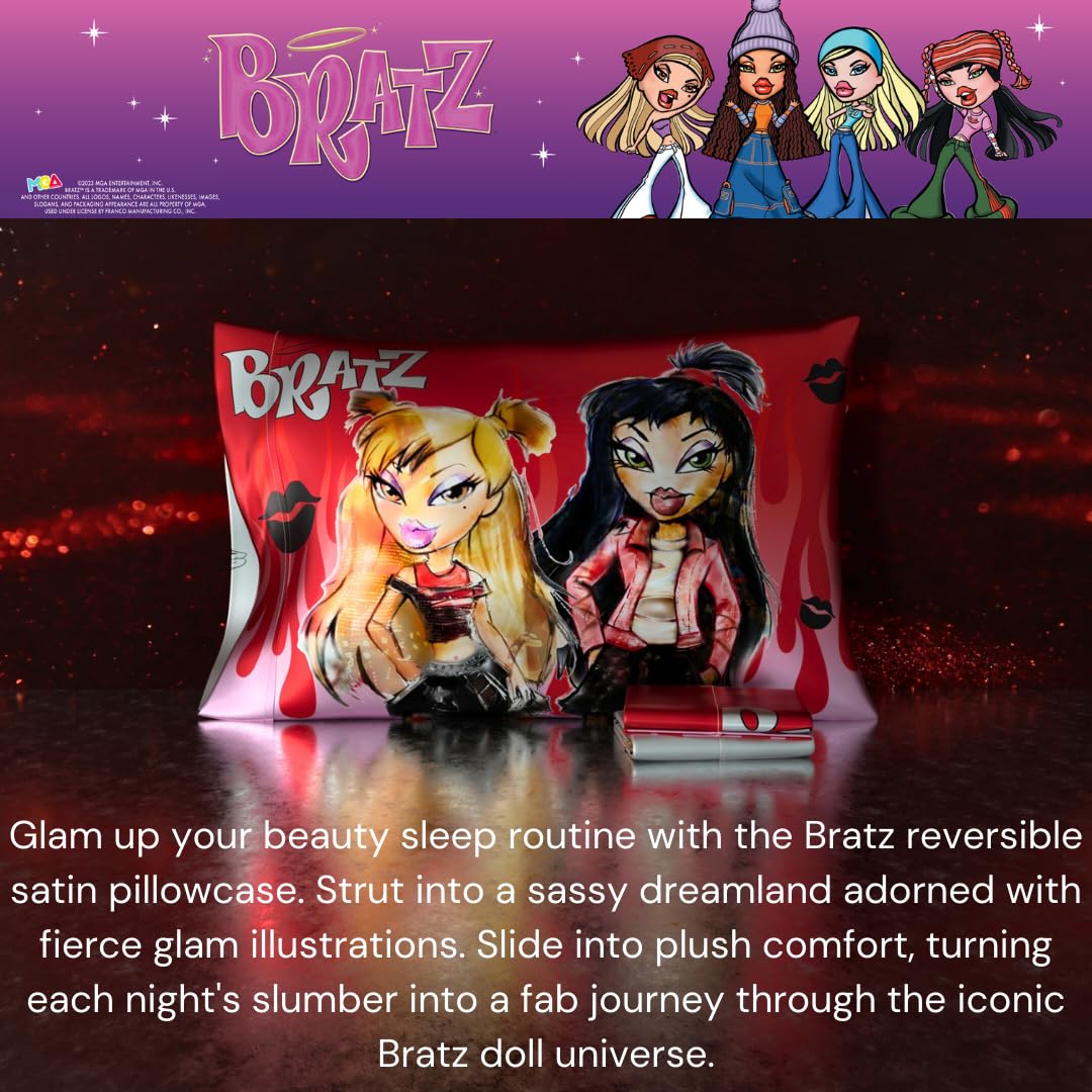Franco Collectibles Bratz Beauty Silky Satin Standard Pillowcase Cover 20x30 for Hair and Skin (Official Licensed Product) - Image 3