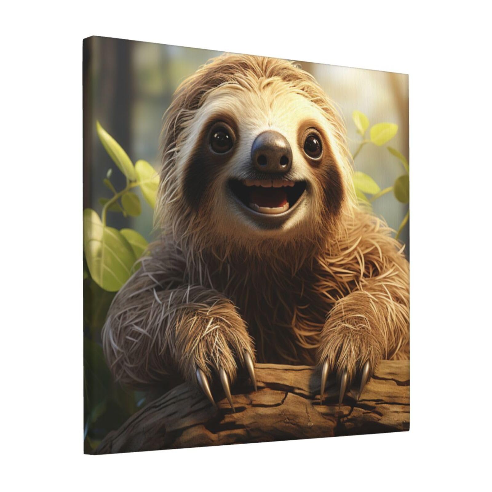 KLOPH Cartoon sloth Canvas Wall Art for Living Room 12"x12" Modern Artwork Painting for Bathroom Hanging Canvas Prints Aesthetic Wallart for Bedroom Kitchen Office Wall Decor
