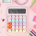 Mechanical Switch Calculator with Big Buttons, Calculators Desktop, 12 Digits, Large LCD Display, Desk Calculator, Cute Pink Calculator for Teachers Students Basic Office (Pink)