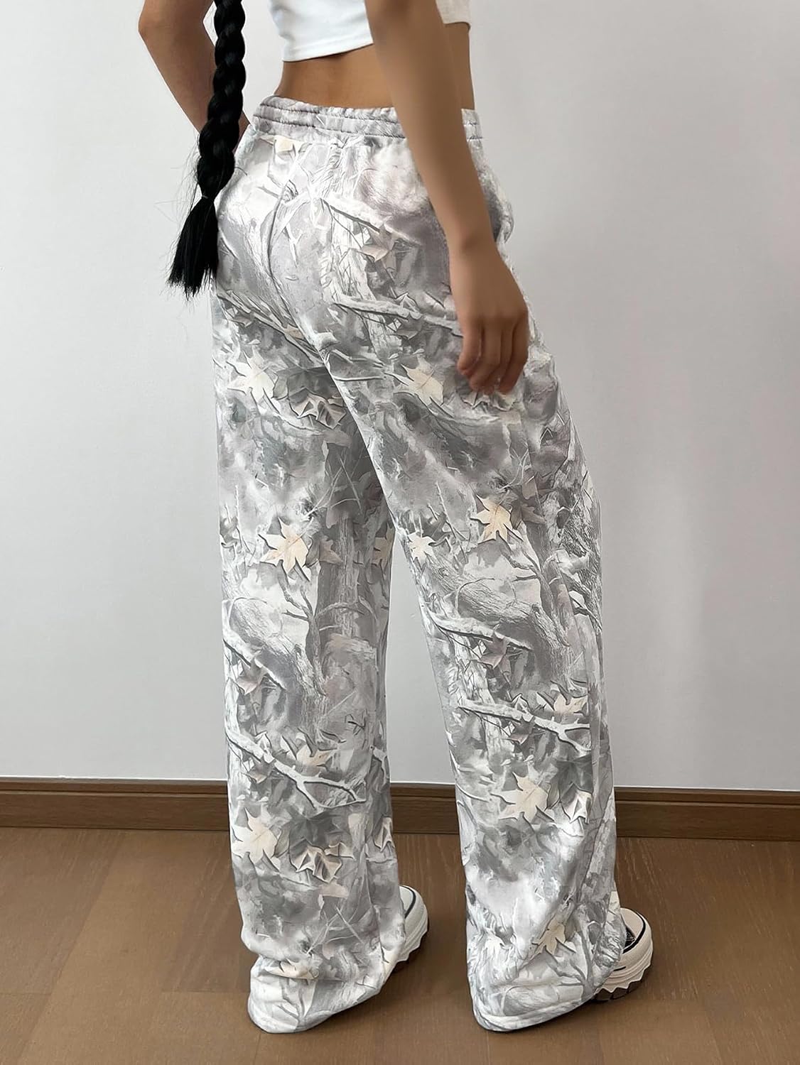 MakeMeChic Girl's Camo Sweatpants Elastic Waist Wide Leg Baggy Pants