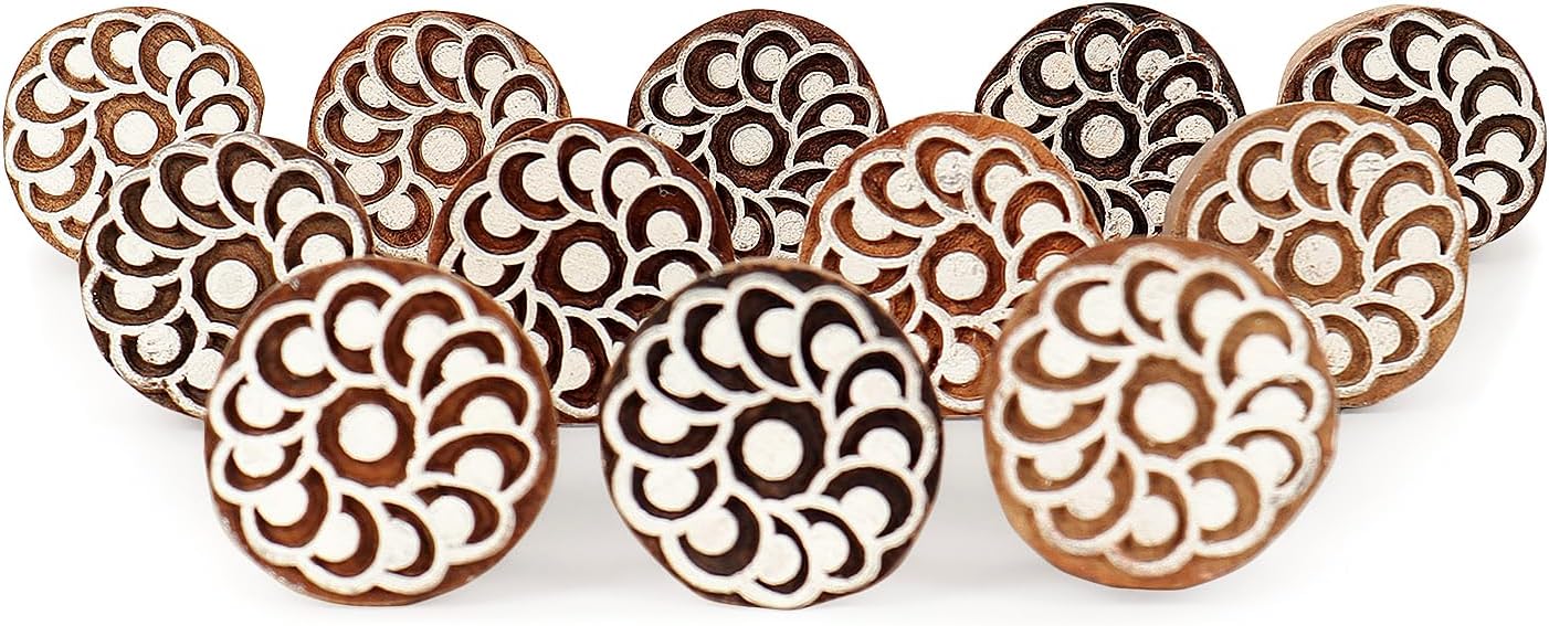 Hashcart® Wood Knobs for Cabinets and Drawers - Wooden Dresser Knobs - Boho Wooden Knobs - Boho Drawer Knobs and Pull [12 Pack]