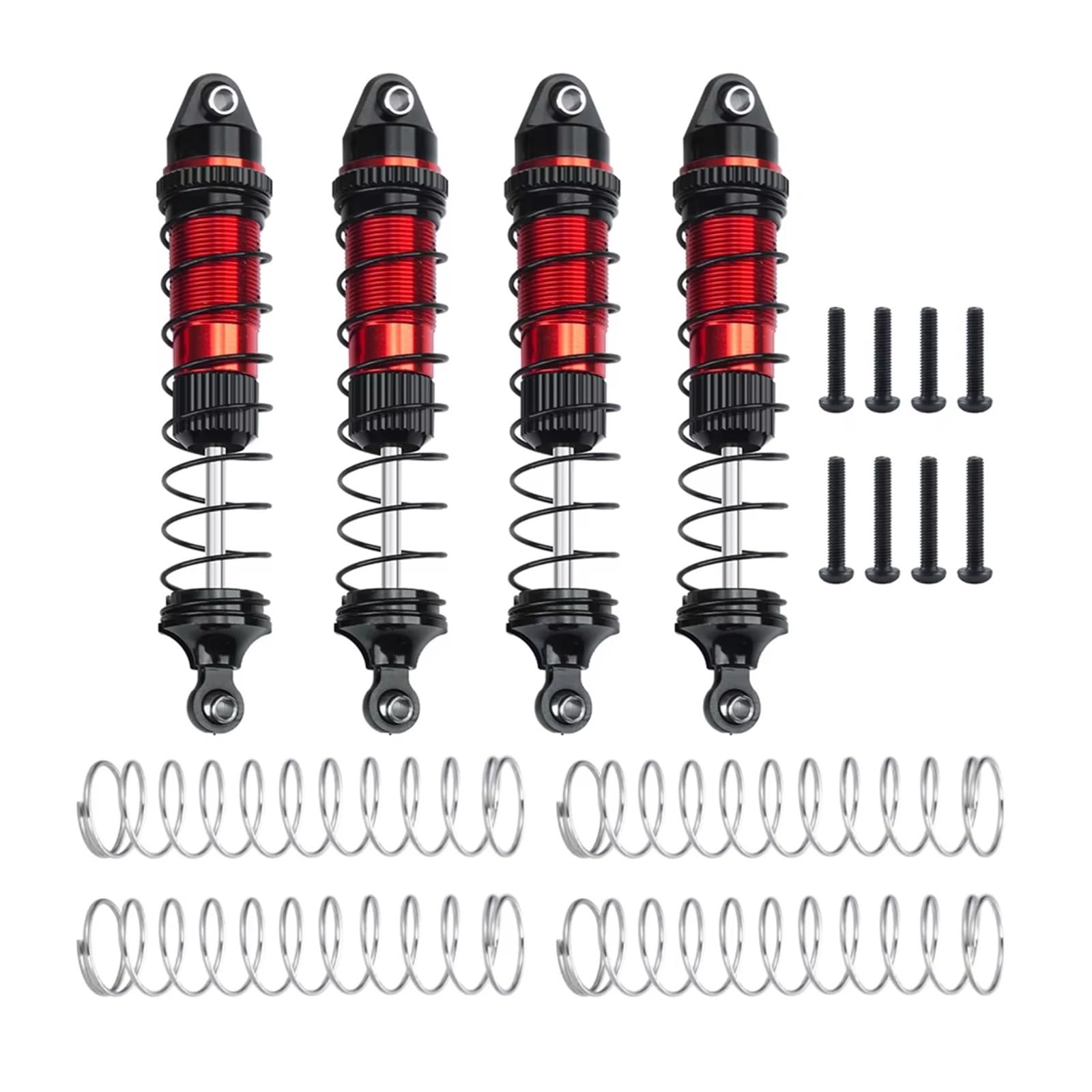Zestaw amortyzatorów RC do Lmt Lo-si 1/18 Trinood 4-częściowy amortyzator ze stopu aluminium, regulowany tłumik oleju, części samochodowe, wymiana i zastosowanie (czerwony)