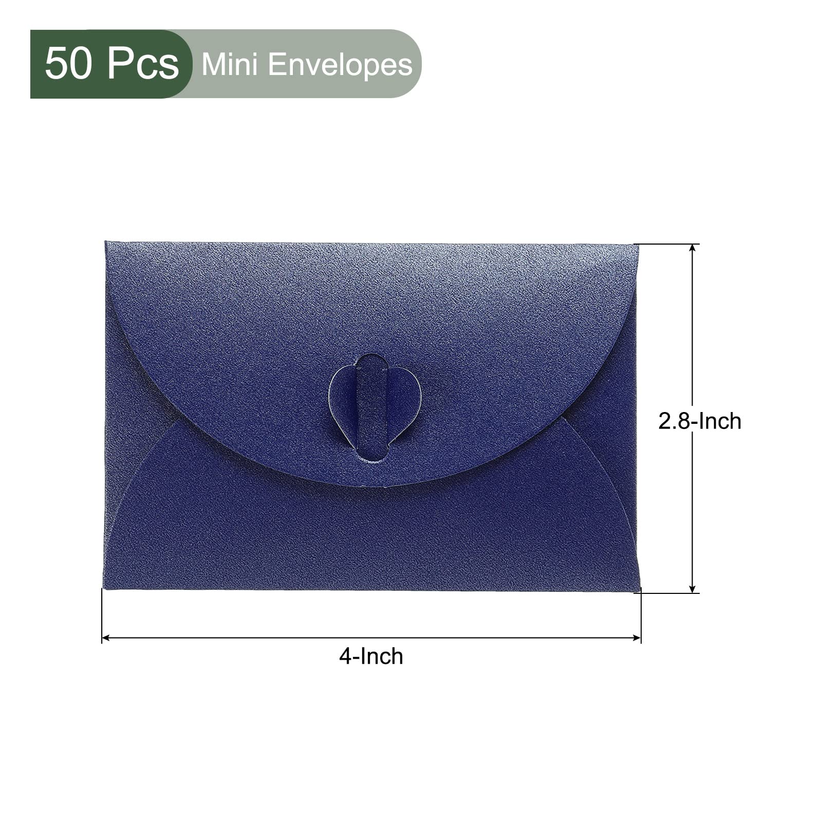 YOKIVE 50 Pack Mini Envelopes, Heart Shaped Clasp, Dark Blue - Image 2