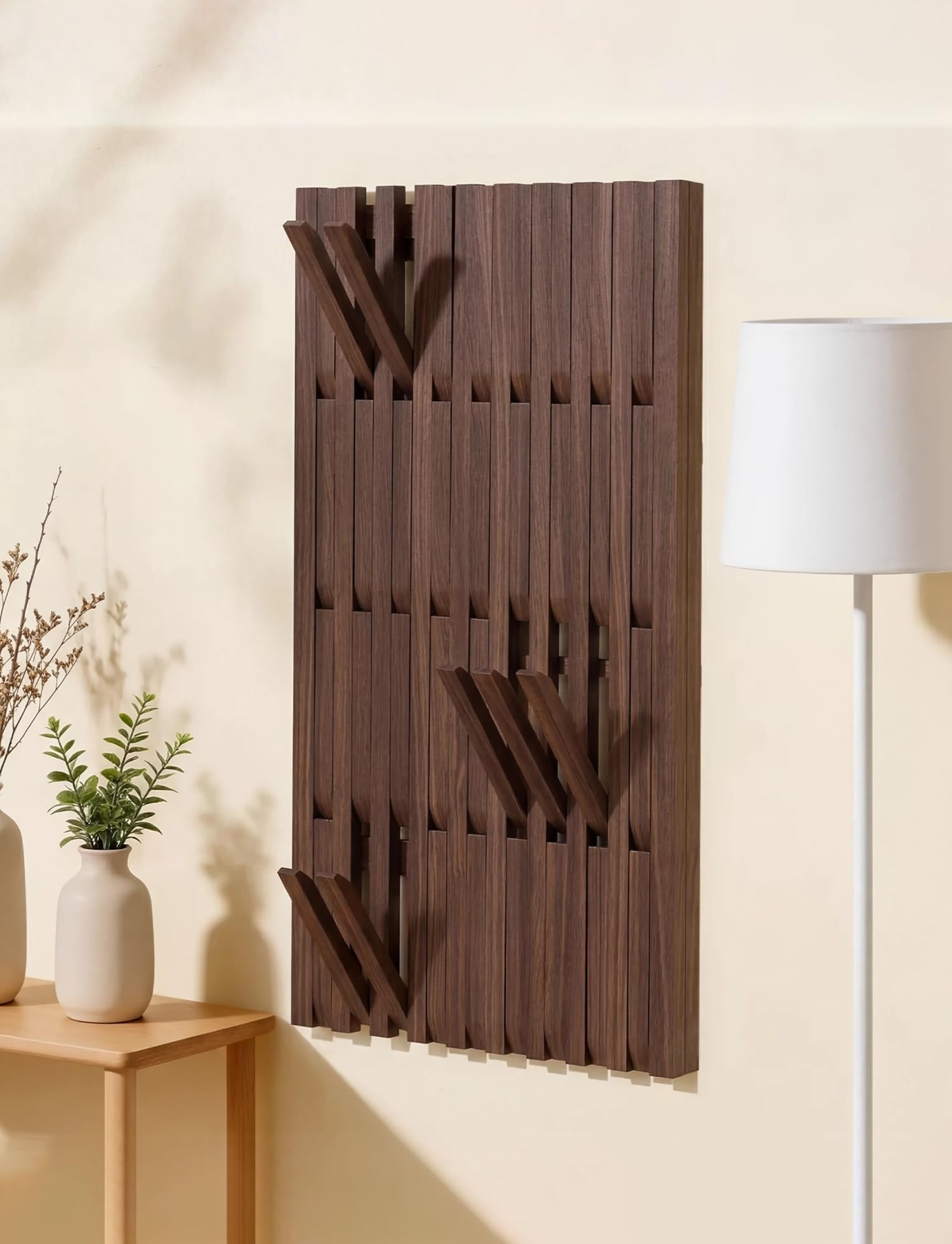 Perchero for colgar ropa, Perchero moderno for piano, Ganchos for colgar en la pared de madera maciza, Área de entrada, Gancho for ropa for abrigos, Bolsa, Sombrero, Paraguas(H49xW31.5in/125x80cm)