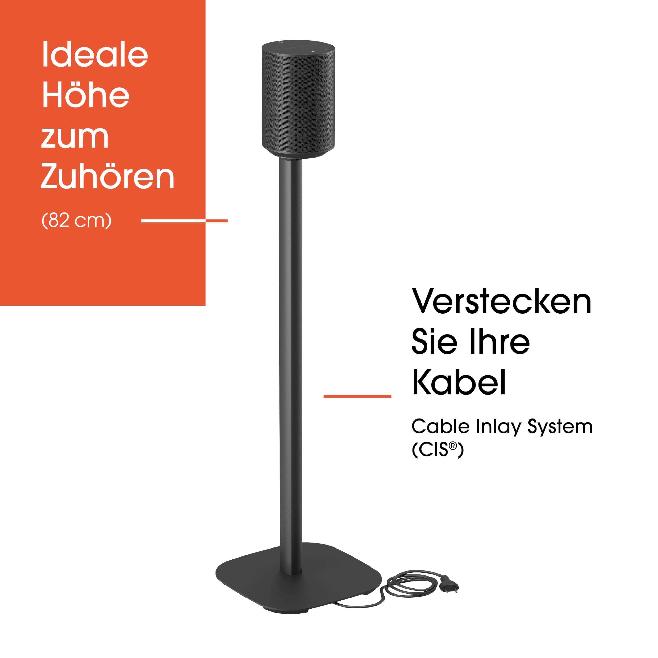 SFS 4113 Ständer | Exclusiv für Sonos ERA 100 Lautsprecher | Hochwertig und durchdacht | Kabelverdeckungssystem | Sicher Dank TÜV-geprüfter Stabilität | Höhe: 82 cm | Schwarz (1 Standfuß)