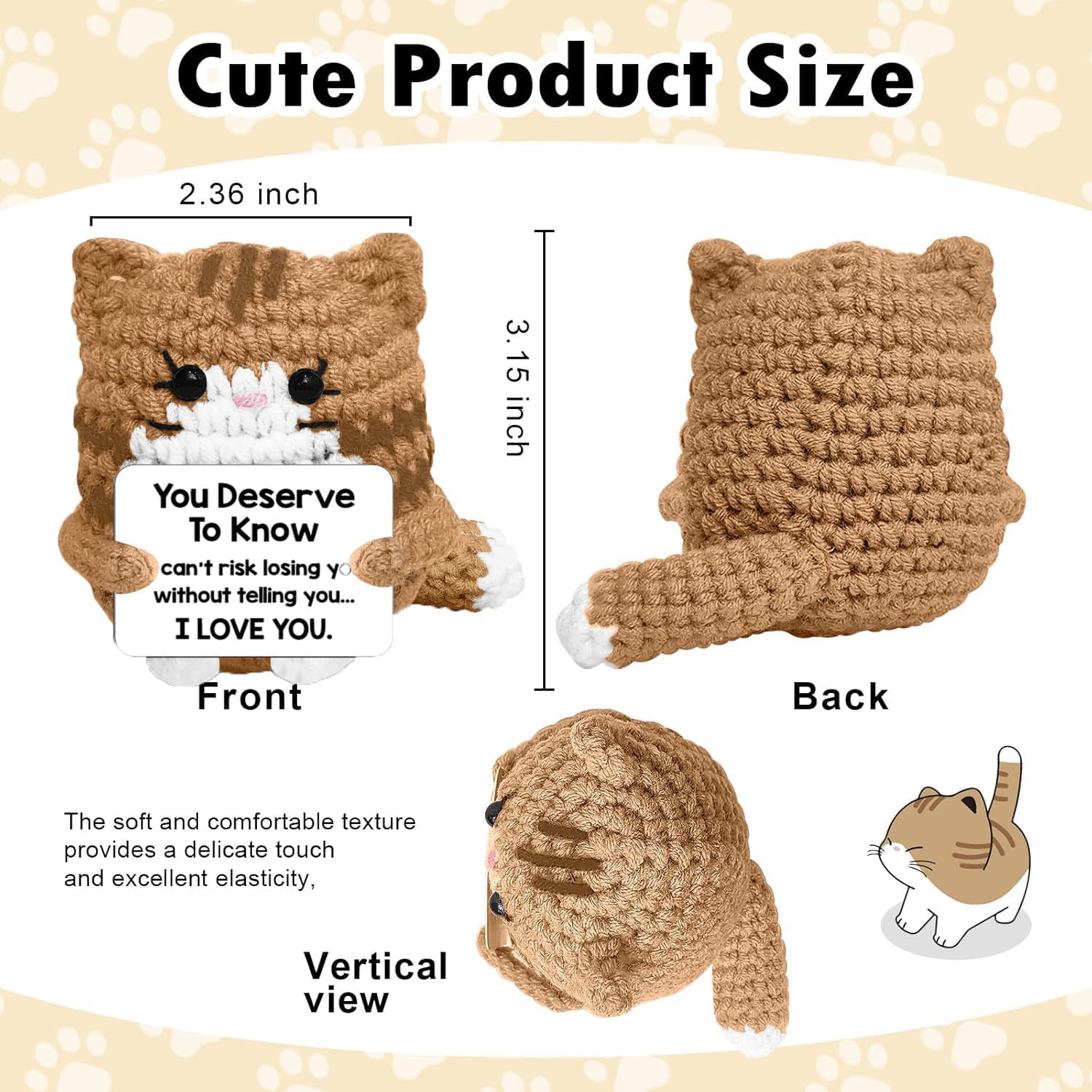 Handmade Crochet Cat Gifts for Her/Him,Girlfriend/Boyfriend – Christmas Birthday Halloween Presents Funny I Love You Gift & Mini Handmade Cat Stuff Birthday Surprise - Image 7