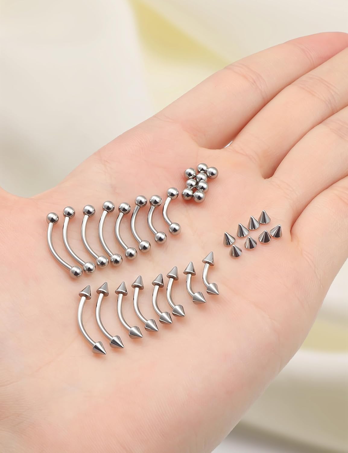Eyebrow Piercing Jewelry Surgical Steel Curved Barbell Tiny Eyebrow Ring Vertical Labret Lip Jewelry Ear Rook Navel Small Belly Button Ring for Women Men 20g 16g 6mm/8mm/10mm/12mm - Image 2