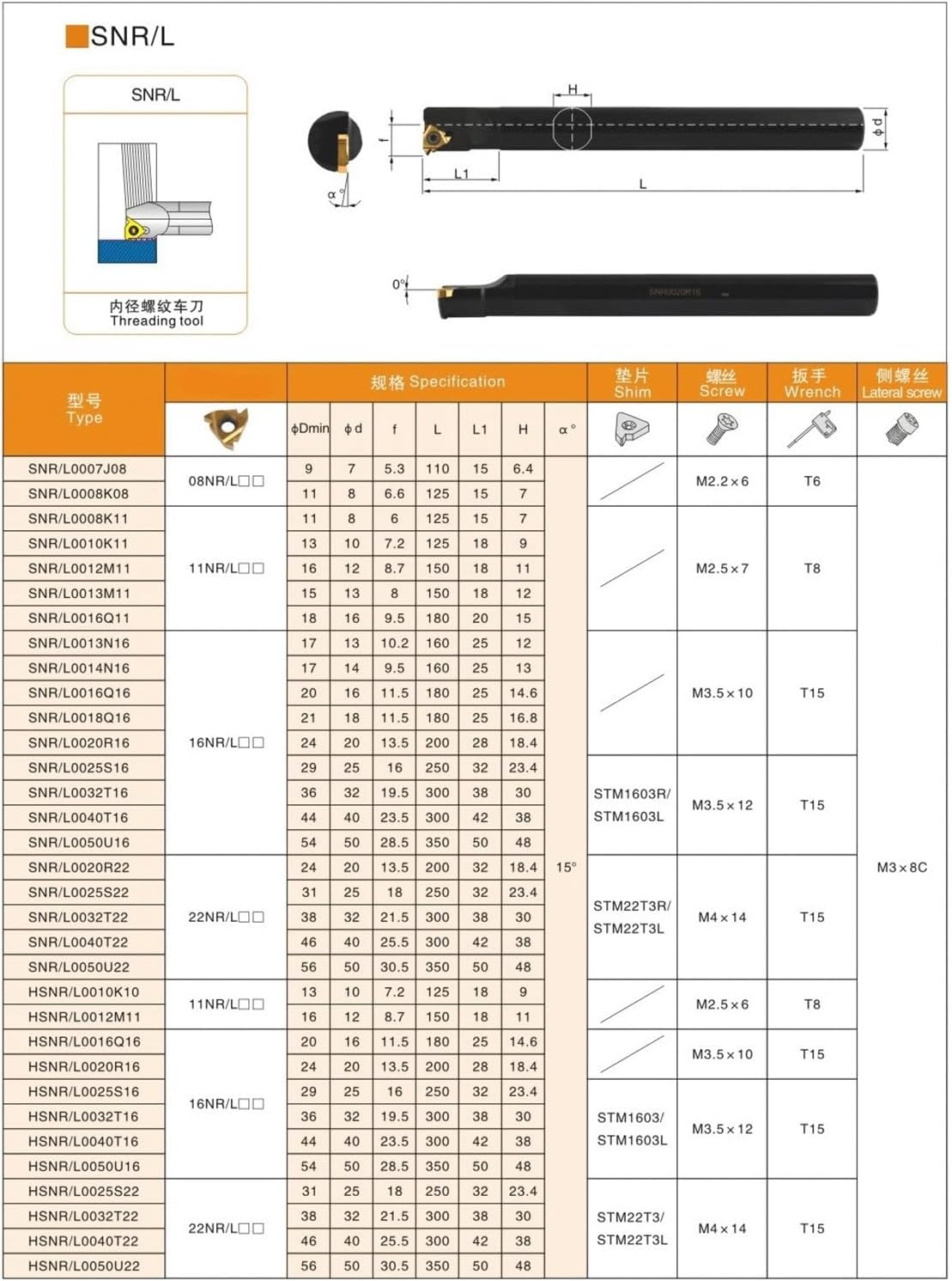 SNR SNL SNR0008K11 SNL0016Q16 SNL0012M11 SNL0008K11 SNL0010K11 Internal Threading Turning Tool Rod Use IR ER Inserts(SNR,NO Inserts_0013M11)