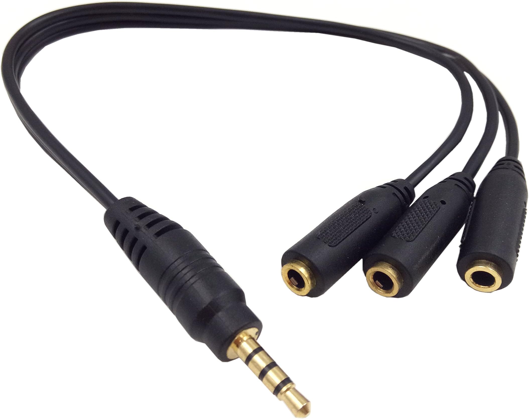 3.5mm Stereo Audio Splitter Cable Qaoquda 1FT Gold Plated 3.5mm (1/8") TRRS Stereo Plug Male to 3 x 1/8" 3.5mm Stereo Jack Female 1 Input 3 Output Stereo Audio AUX Splitter Cable(1M/3F)