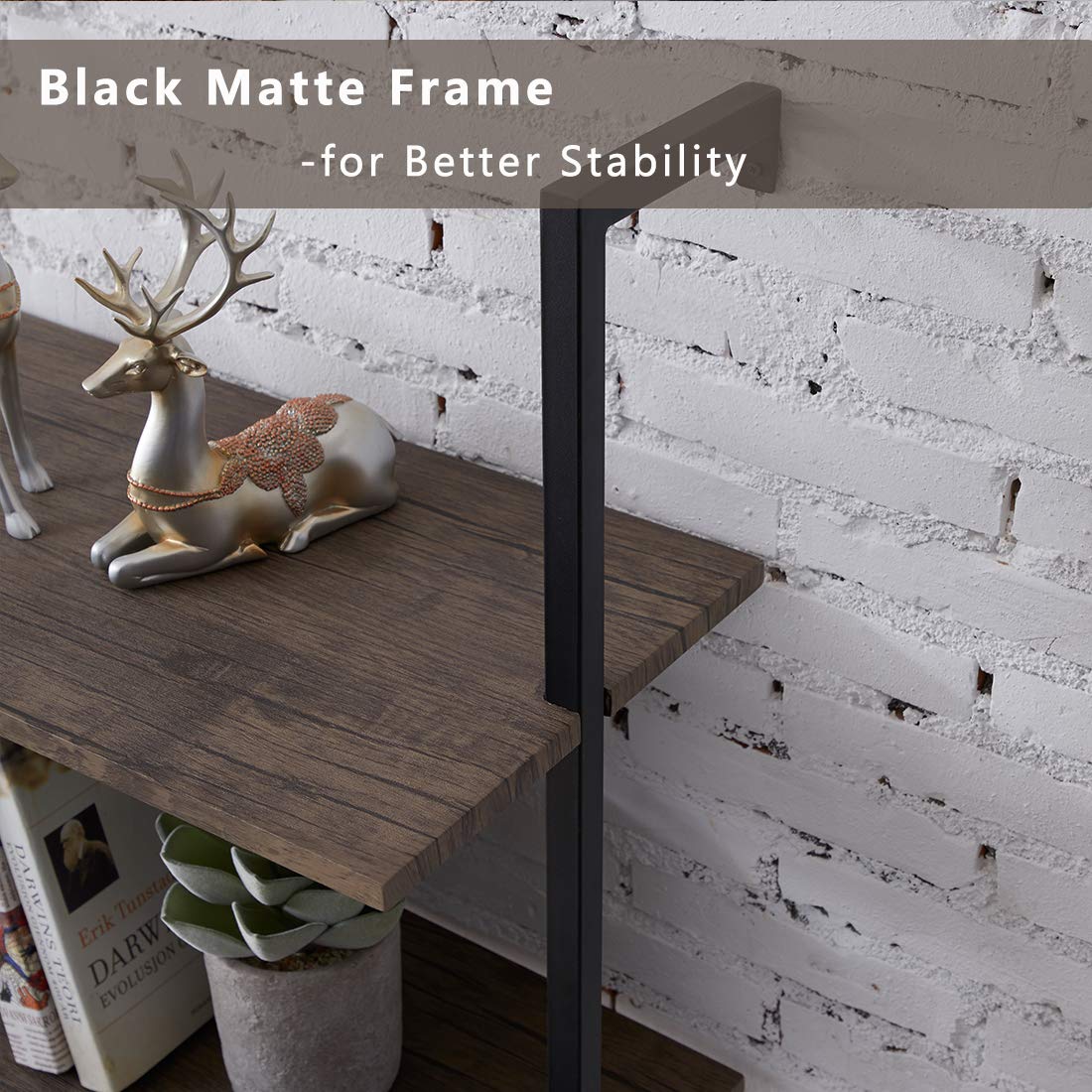 Buy PRAISUN Ladder Bookshelf, 5Tier Industrial Shelf Against The Wall