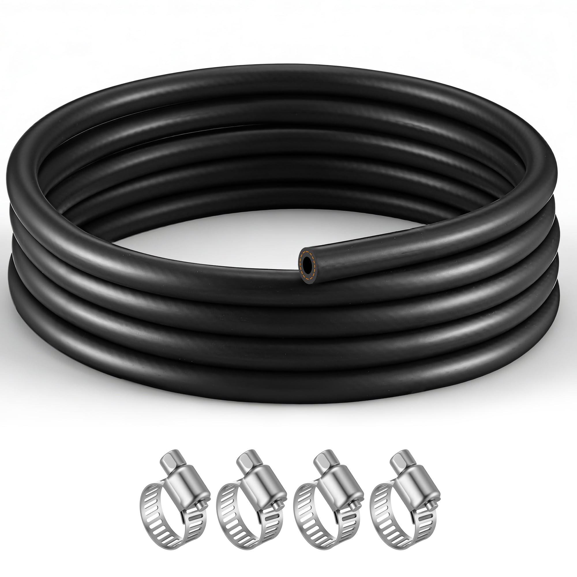 10FT 1/4" Heater Hose with 4 Clamps, EPDM Rubber Coolant Radiator Hose